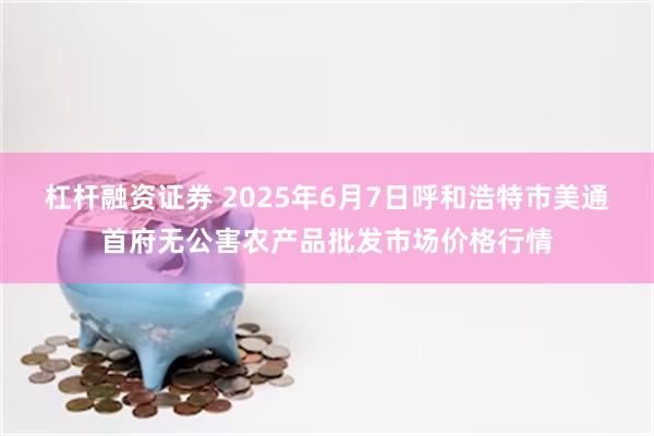 杠杆融资证券 2025年6月7日呼和浩特市美通首府无公害农产品批发市场价格行情