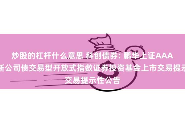 炒股的杠杆什么意思 科创债券: 鹏华上证AAA科技创新公司债交易型开放式指数证券投资基金上市交易提示性公告